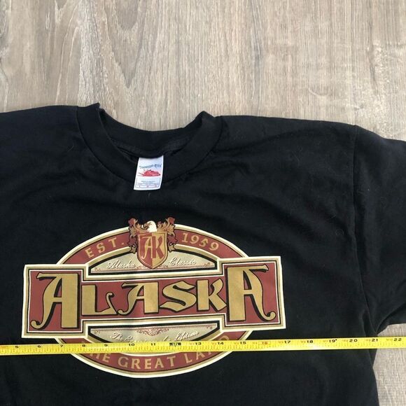 Vintage Y2K Alaska Short Sleeve Black T-Shirt Tennessee River Tag Size Large - Picture 6 of 6
